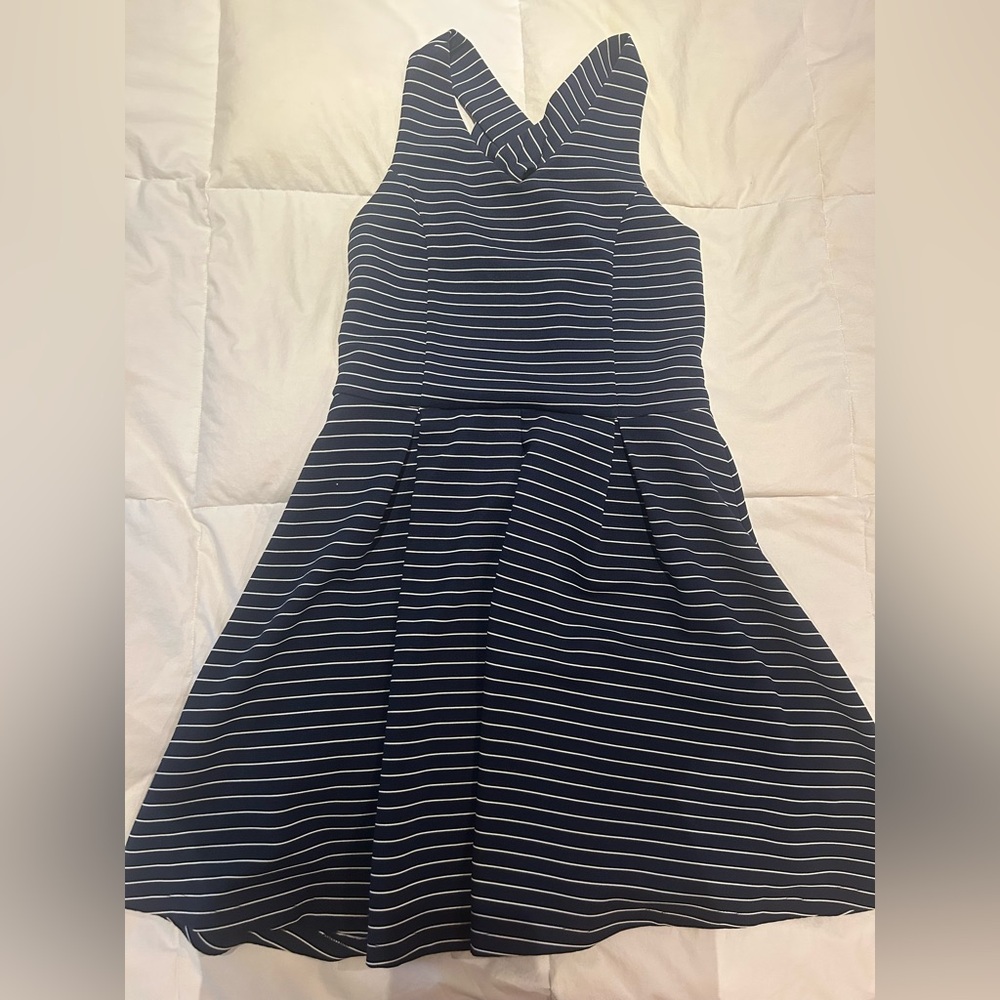 Chenault Girl Blue and White Striped Dress